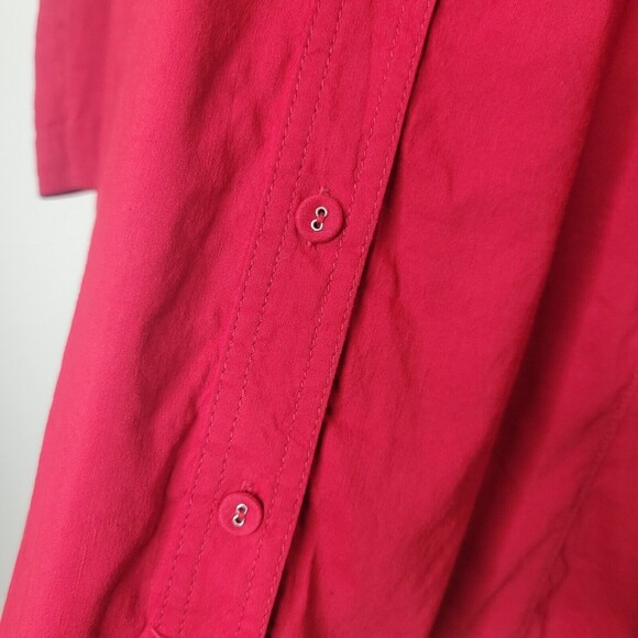 EILEEN FISHER $168 Solid Red Italian Linen Button Up Shirt Top Size MEDIUM - Picture 3 of 12